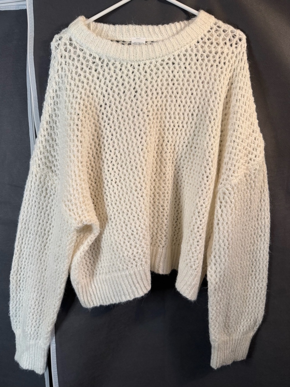 wild fable Cream Open-Weave Crewneck Sweater